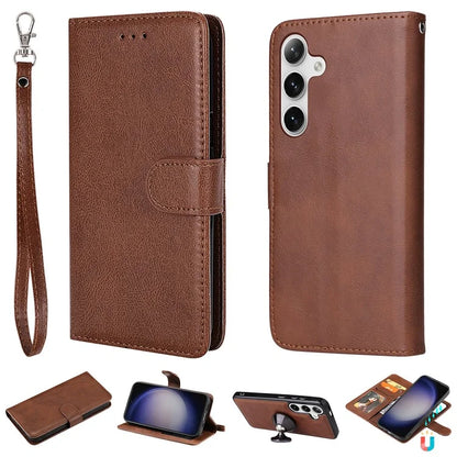 KT Leather Series-3 For Samsung	Galaxy S24+ Case Flip PU Leather Phone Cover Detachable 2 in 1 Wallet