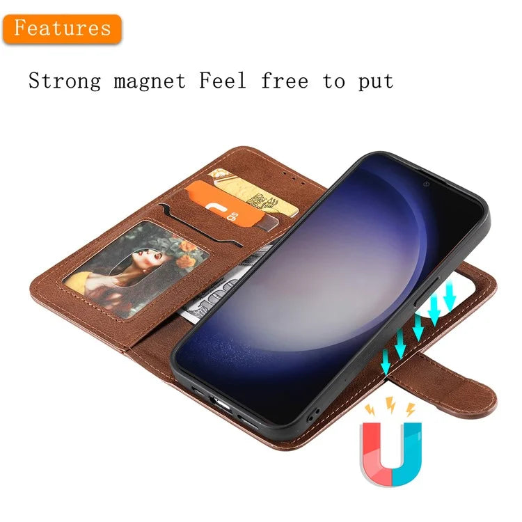 KT Leather Series-3 For Samsung	Galaxy S24+ Case Flip PU Leather Phone Cover Detachable 2 in 1 Wallet