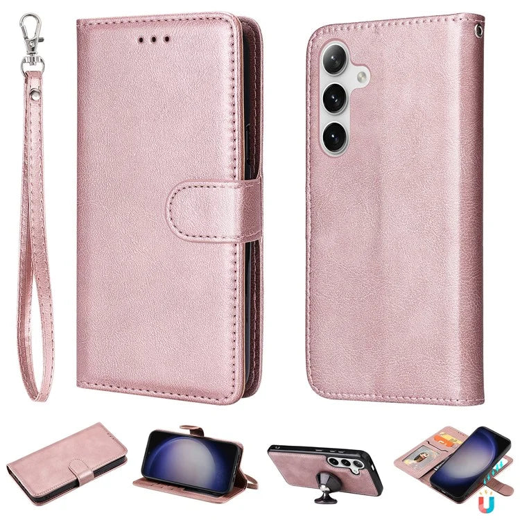 KT Leather Series-3 For Samsung	Galaxy S24+ Case Flip PU Leather Phone Cover Detachable 2 in 1 Wallet
