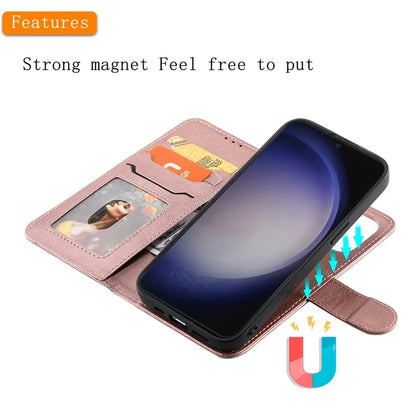 KT Leather Series-3 For Samsung	Galaxy S24+ Case Flip PU Leather Phone Cover Detachable 2 in 1 Wallet