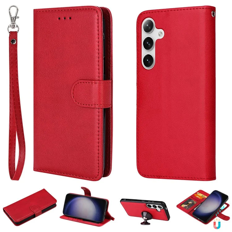 KT Leather Series-3 For Samsung	Galaxy S24+ Case Flip PU Leather Phone Cover Detachable 2 in 1 Wallet