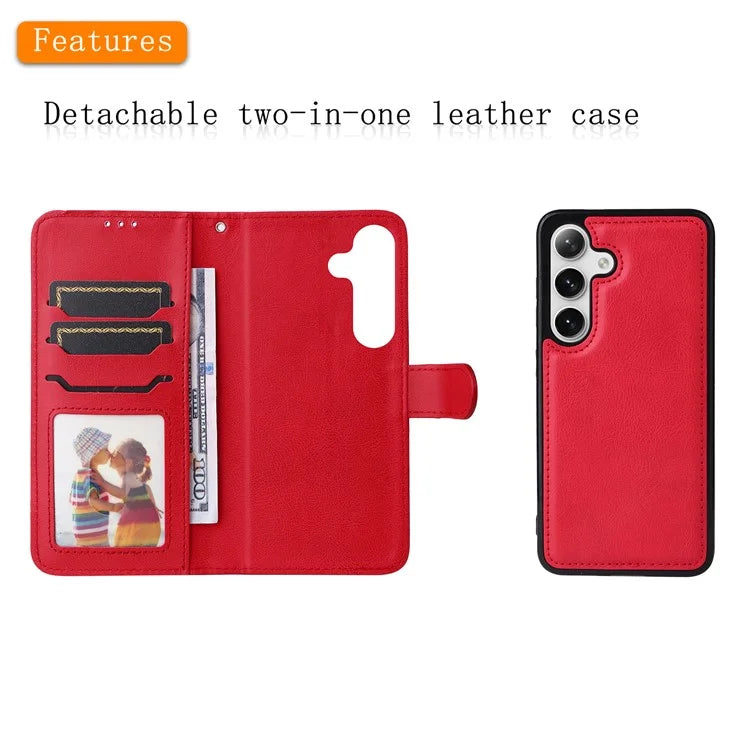 KT Leather Series-3 For Samsung	Galaxy S24+ Case Flip PU Leather Phone Cover Detachable 2 in 1 Wallet