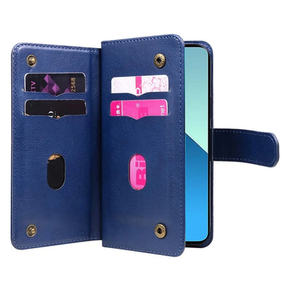 KT Multi-Functional Series-1 For Xiaomi Redmi Note 13 4G Case Leather Wallet Flip Phone Cover 10 Card Slots