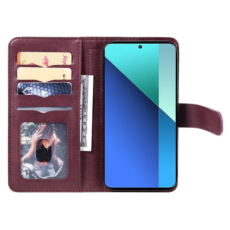 KT Multi-Functional Series-1 For Xiaomi Redmi Note 13 4G Case Leather Wallet Flip Phone Cover 10 Card Slots