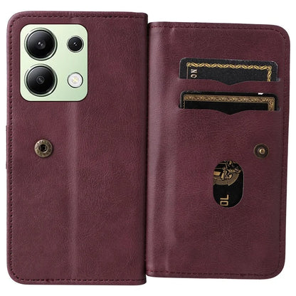 KT Multi-Functional Series-1 For Xiaomi Redmi Note 13 4G Case Leather Wallet Flip Phone Cover 10 Card Slots