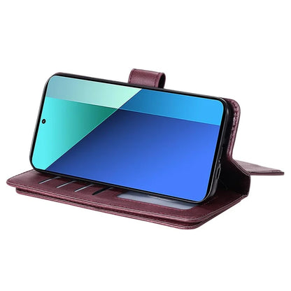 KT Multi-Functional Series-1 For Xiaomi Redmi Note 13 4G Case Leather Wallet Flip Phone Cover 10 Card Slots