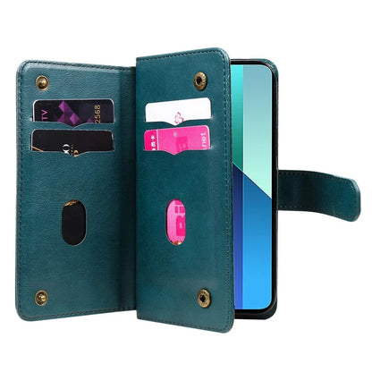 KT Multi-Functional Series-1 For Xiaomi Redmi Note 13 4G Case Leather Wallet Flip Phone Cover 10 Card Slots