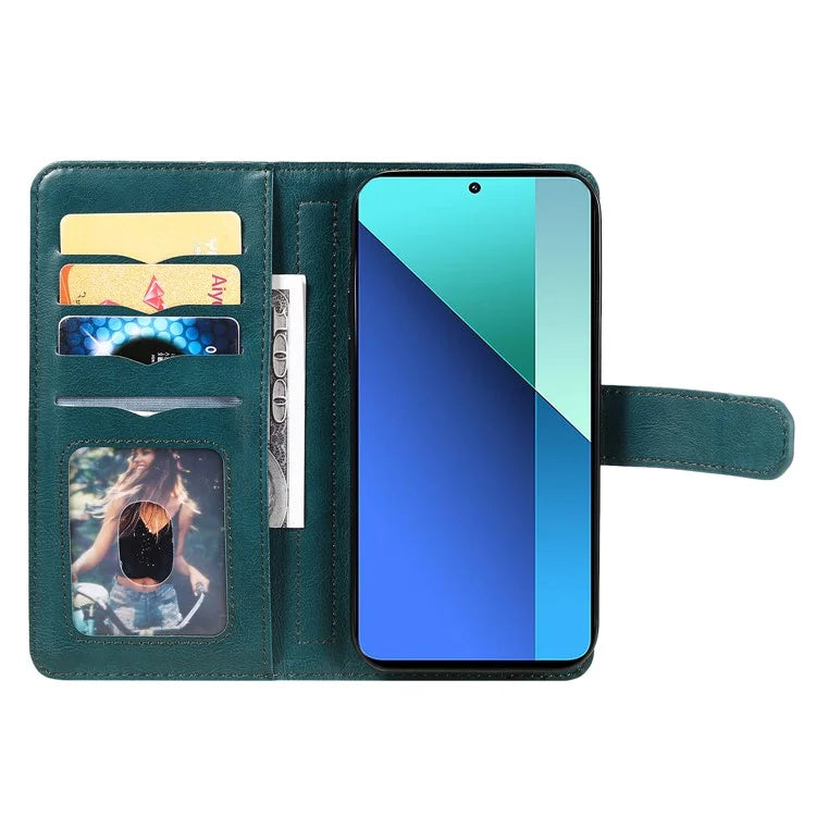 KT Multi-Functional Series-1 For Xiaomi Redmi Note 13 4G Case Leather Wallet Flip Phone Cover 10 Card Slots
