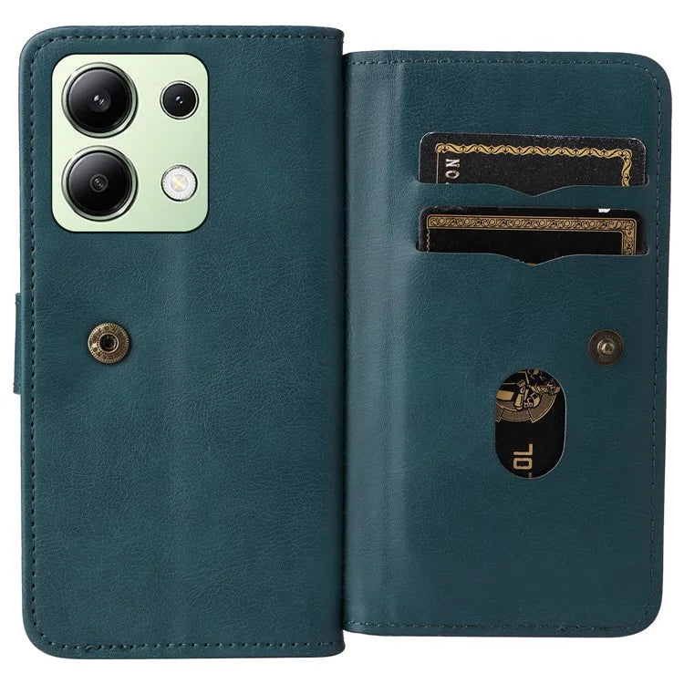 KT Multi-Functional Series-1 For Xiaomi Redmi Note 13 4G Case Leather Wallet Flip Phone Cover 10 Card Slots