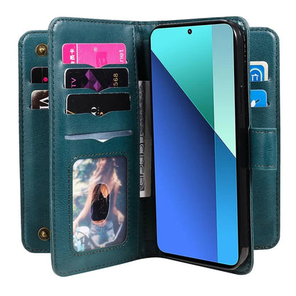 KT Multi-Functional Series-1 For Xiaomi Redmi Note 13 4G Case Leather Wallet Flip Phone Cover 10 Card Slots
