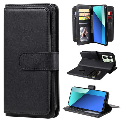KT Multi-Functional Series-1 For Xiaomi Redmi Note 13 4G Case Leather Wallet Flip Phone Cover 10 Card Slots