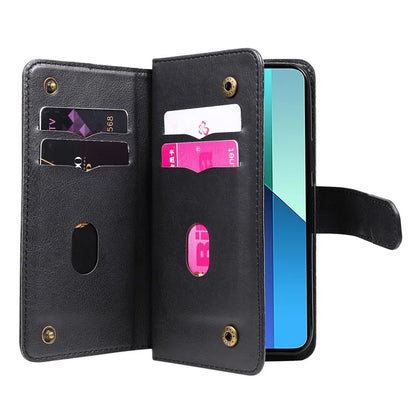 KT Multi-Functional Series-1 For Xiaomi Redmi Note 13 4G Case Leather Wallet Flip Phone Cover 10 Card Slots