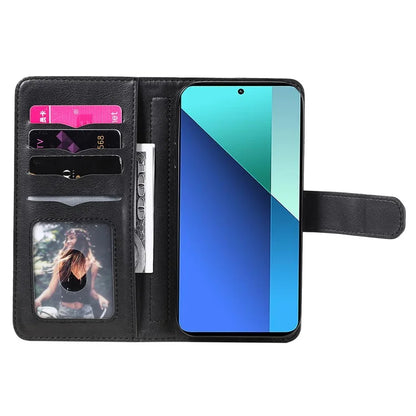 KT Multi-Functional Series-1 For Xiaomi Redmi Note 13 4G Case Leather Wallet Flip Phone Cover 10 Card Slots