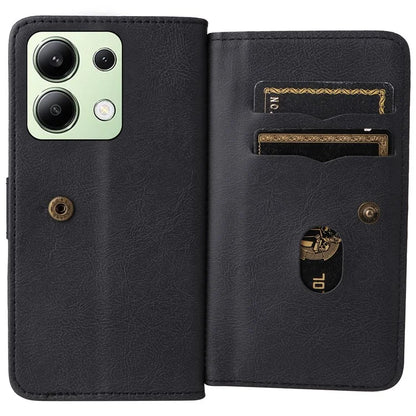 KT Multi-Functional Series-1 For Xiaomi Redmi Note 13 4G Case Leather Wallet Flip Phone Cover 10 Card Slots