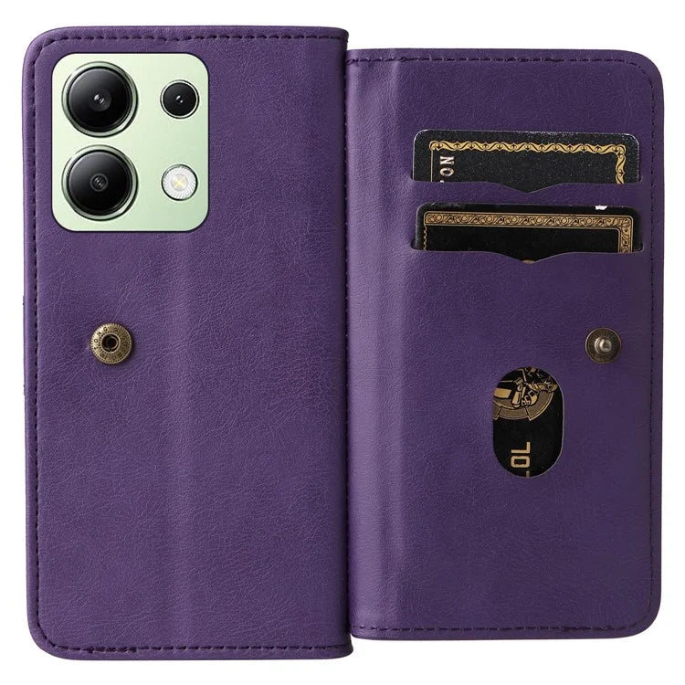 KT Multi-Functional Series-1 For Xiaomi Redmi Note 13 4G Case Leather Wallet Flip Phone Cover 10 Card Slots
