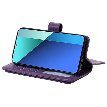 KT Multi-Functional Series-1 For Xiaomi Redmi Note 13 4G Case Leather Wallet Flip Phone Cover 10 Card Slots