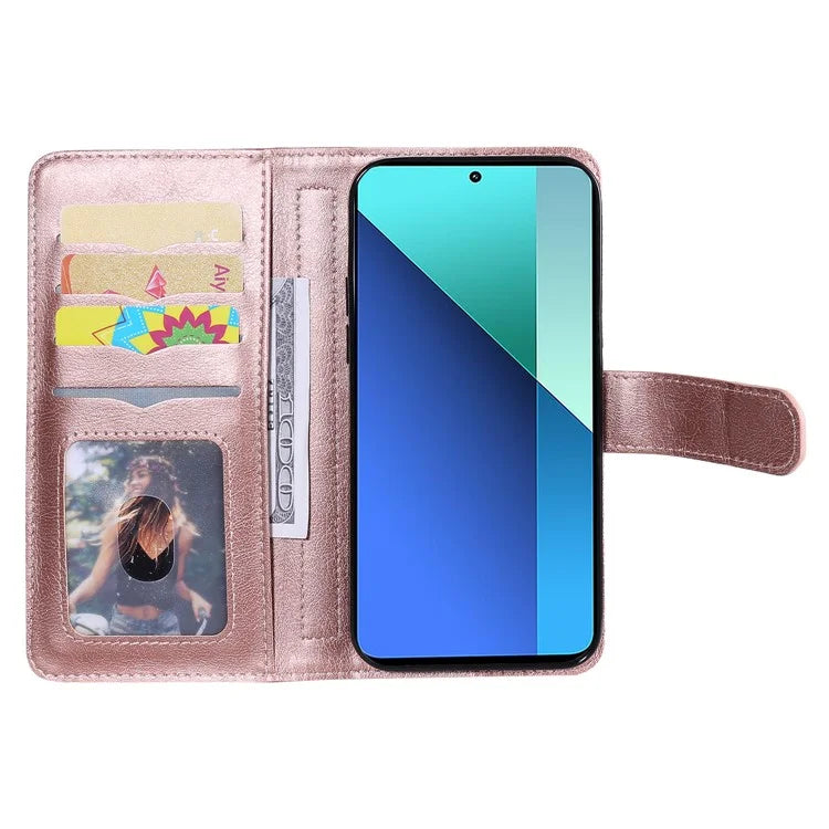 KT Multi-Functional Series-1 For Xiaomi Redmi Note 13 4G Case Leather Wallet Flip Phone Cover 10 Card Slots