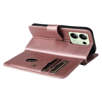 KT Multi-Functional Series-1 For Xiaomi Redmi Note 13 4G Case Leather Wallet Flip Phone Cover 10 Card Slots