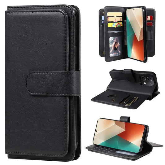 KT Multi-Functional Series-1 For Xiaomi Redmi Note 13 5G Case Leather Wallet Phone Cover Stand View 10 Card Slots