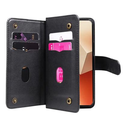 KT Multi-Functional Series-1 For Xiaomi Redmi Note 13 5G Case Leather Wallet Phone Cover Stand View 10 Card Slots