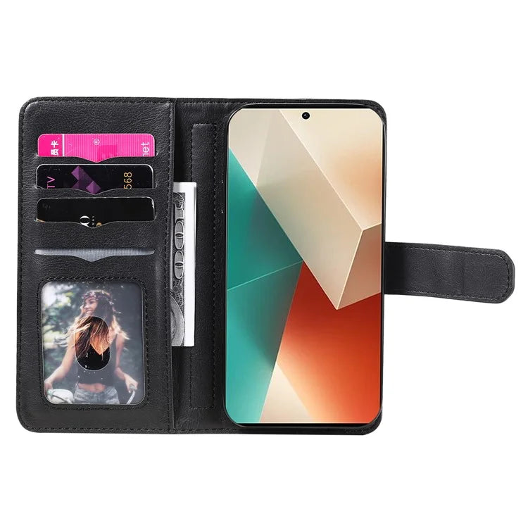 KT Multi-Functional Series-1 For Xiaomi Redmi Note 13 5G Case Leather Wallet Phone Cover Stand View 10 Card Slots