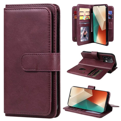 KT Multi-Functional Series-1 For Xiaomi Redmi Note 13 5G Case Leather Wallet Phone Cover Stand View 10 Card Slots