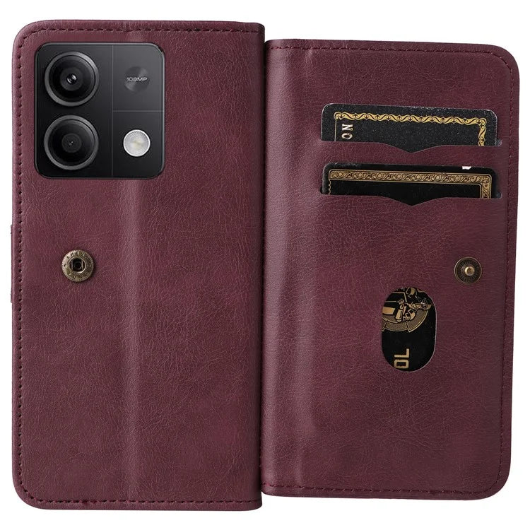KT Multi-Functional Series-1 For Xiaomi Redmi Note 13 5G Case Leather Wallet Phone Cover Stand View 10 Card Slots