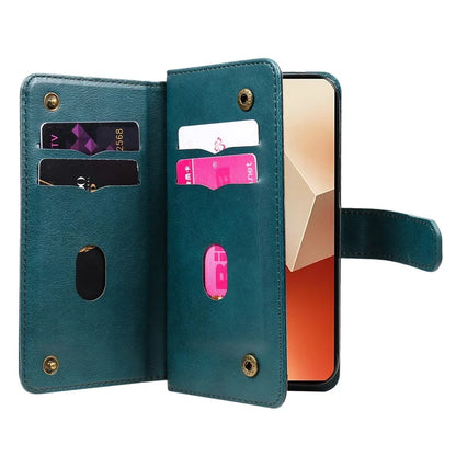 KT Multi-Functional Series-1 For Xiaomi Redmi Note 13 5G Case Leather Wallet Phone Cover Stand View 10 Card Slots