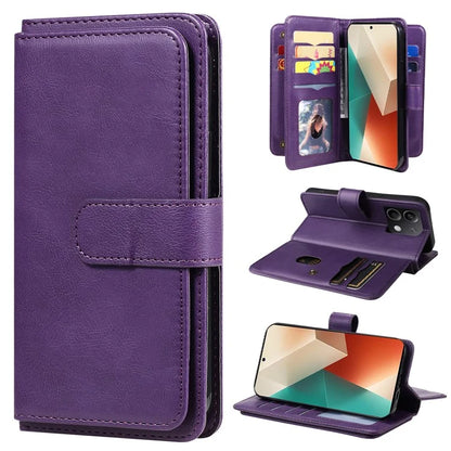 KT Multi-Functional Series-1 For Xiaomi Redmi Note 13 5G Case Leather Wallet Phone Cover Stand View 10 Card Slots