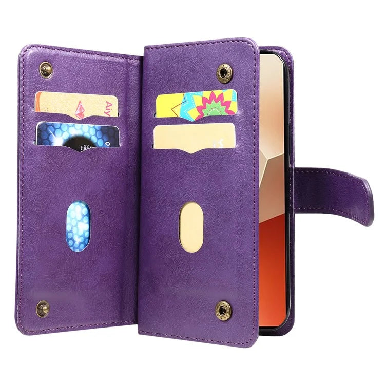 KT Multi-Functional Series-1 For Xiaomi Redmi Note 13 5G Case Leather Wallet Phone Cover Stand View 10 Card Slots