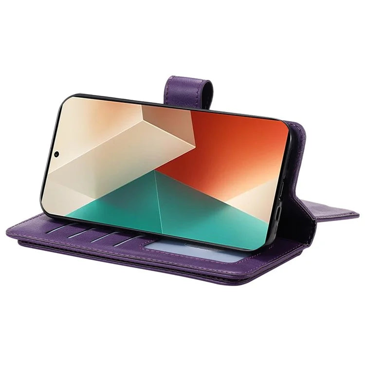 KT Multi-Functional Series-1 For Xiaomi Redmi Note 13 5G Case Leather Wallet Phone Cover Stand View 10 Card Slots