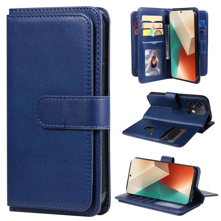 KT Multi-Functional Series-1 For Xiaomi Redmi Note 13 5G Case Leather Wallet Phone Cover Stand View 10 Card Slots