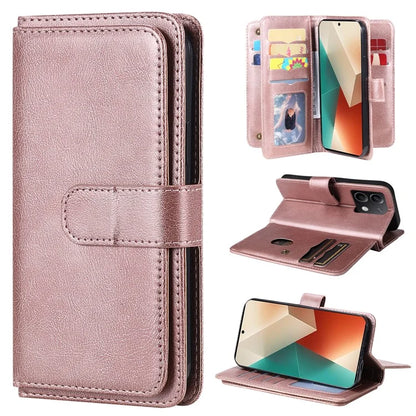 KT Multi-Functional Series-1 For Xiaomi Redmi Note 13 5G Case Leather Wallet Phone Cover Stand View 10 Card Slots
