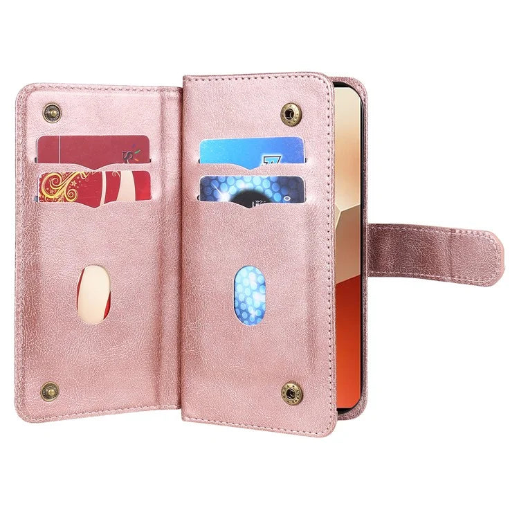 KT Multi-Functional Series-1 For Xiaomi Redmi Note 13 5G Case Leather Wallet Phone Cover Stand View 10 Card Slots