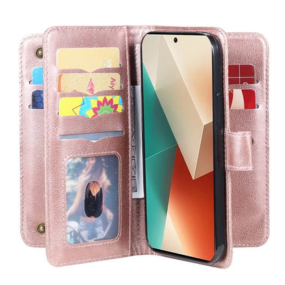 KT Multi-Functional Series-1 For Xiaomi Redmi Note 13 5G Case Leather Wallet Phone Cover Stand View 10 Card Slots