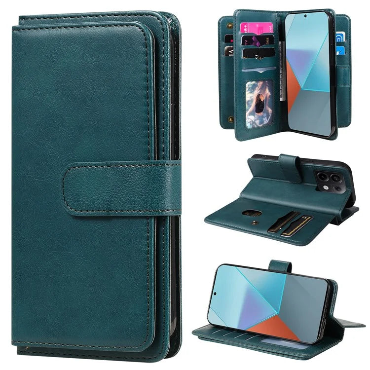 KT Multi-Functional Series-1 For Xiaomi Poco X6 5G / Redmi Note 13 Pro 5G Case Leather Phone Cover with Purse 10 Card Holders