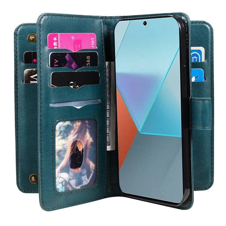 KT Multi-Functional Series-1 For Xiaomi Poco X6 5G / Redmi Note 13 Pro 5G Case Leather Phone Cover with Purse 10 Card Holders