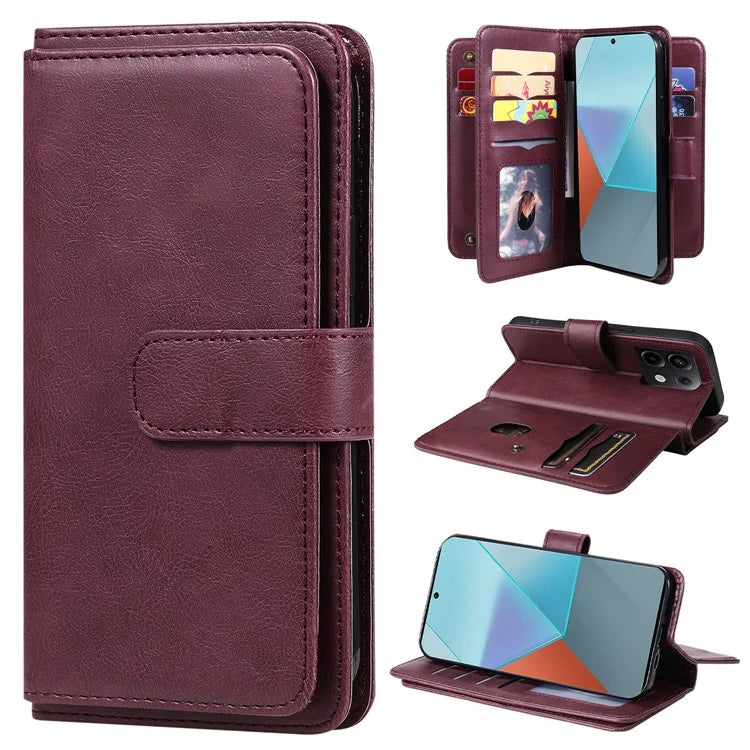 KT Multi-Functional Series-1 For Xiaomi Poco X6 5G / Redmi Note 13 Pro 5G Case Leather Phone Cover with Purse 10 Card Holders