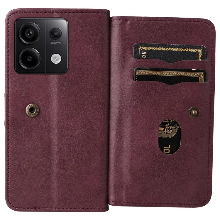 KT Multi-Functional Series-1 For Xiaomi Poco X6 5G / Redmi Note 13 Pro 5G Case Leather Phone Cover with Purse 10 Card Holders