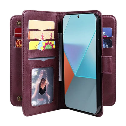KT Multi-Functional Series-1 For Xiaomi Poco X6 5G / Redmi Note 13 Pro 5G Case Leather Phone Cover with Purse 10 Card Holders
