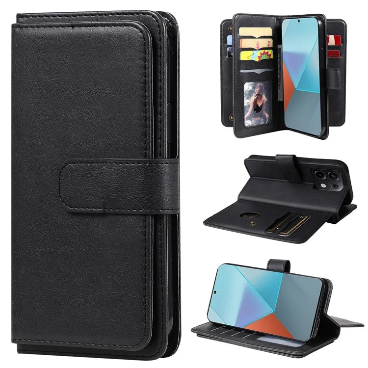 KT Multi-Functional Series-1 For Xiaomi Poco X6 5G / Redmi Note 13 Pro 5G Case Leather Phone Cover with Purse 10 Card Holders
