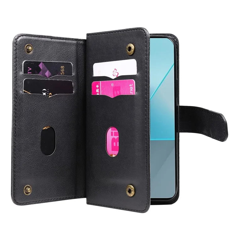 KT Multi-Functional Series-1 For Xiaomi Poco X6 5G / Redmi Note 13 Pro 5G Case Leather Phone Cover with Purse 10 Card Holders