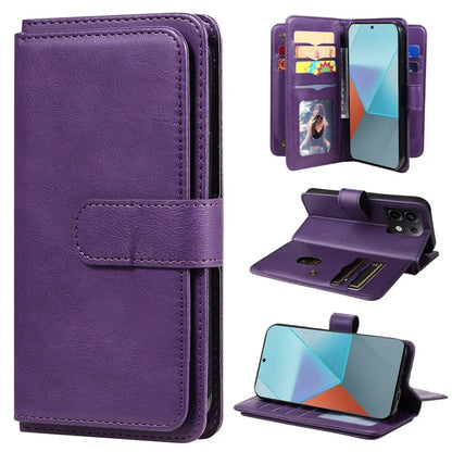 KT Multi-Functional Series-1 For Xiaomi Poco X6 5G / Redmi Note 13 Pro 5G Case Leather Phone Cover with Purse 10 Card Holders