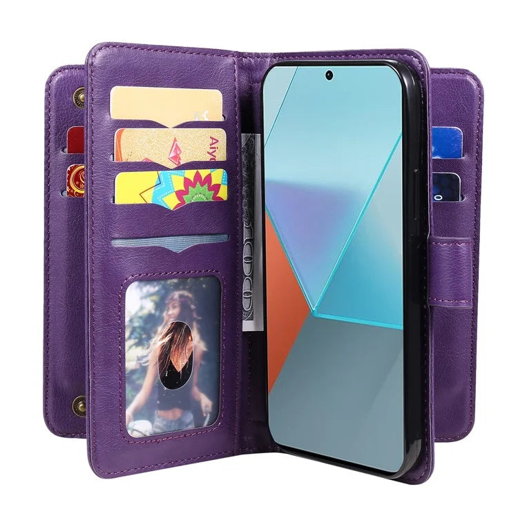 KT Multi-Functional Series-1 For Xiaomi Poco X6 5G / Redmi Note 13 Pro 5G Case Leather Phone Cover with Purse 10 Card Holders