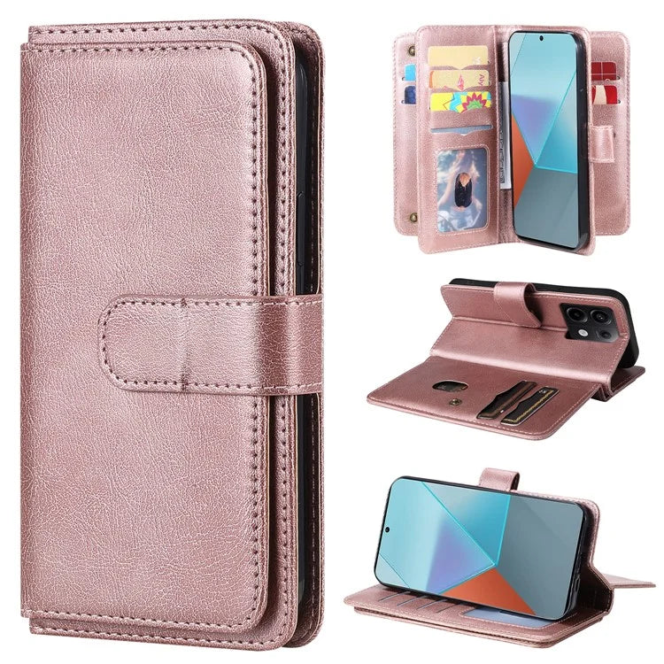 KT Multi-Functional Series-1 For Xiaomi Poco X6 5G / Redmi Note 13 Pro 5G Case Leather Phone Cover with Purse 10 Card Holders