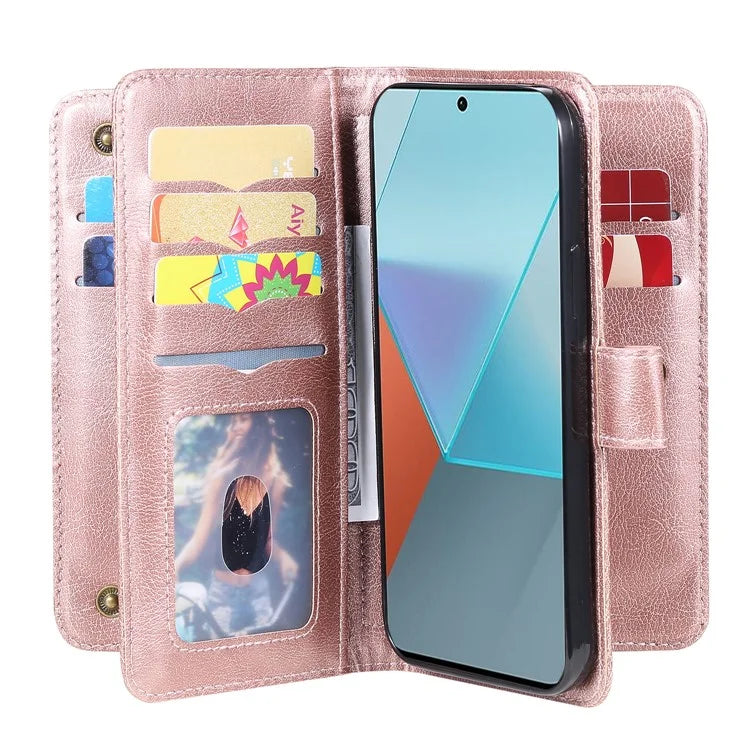 KT Multi-Functional Series-1 For Xiaomi Poco X6 5G / Redmi Note 13 Pro 5G Case Leather Phone Cover with Purse 10 Card Holders