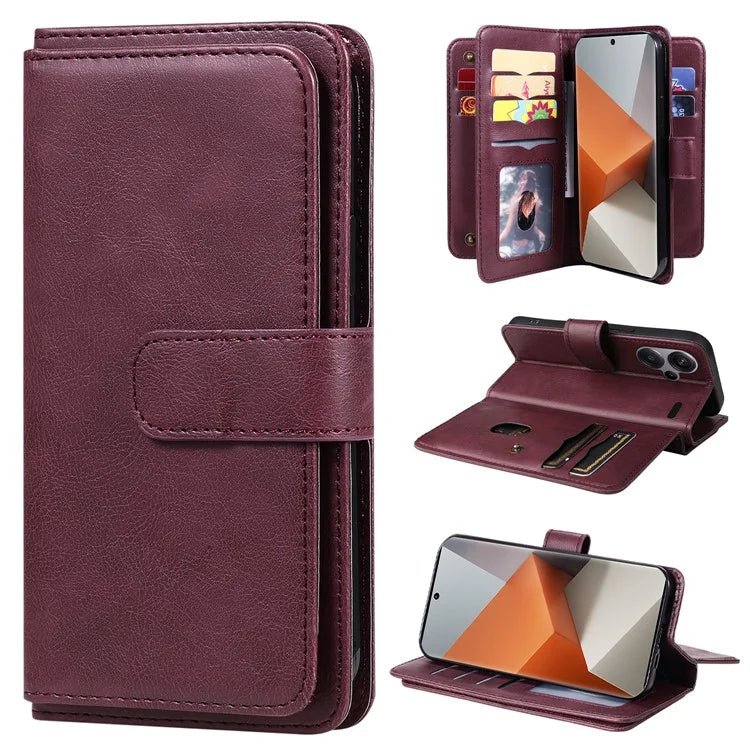 KT Multi-Functional Series-1 For Xiaomi Redmi Note 13 Pro+ 5G Case Wallet 10 Card Holder PU Leather Flip Phone Cover