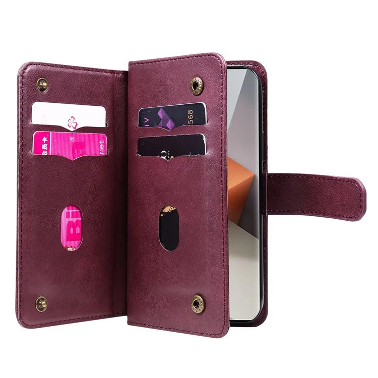 KT Multi-Functional Series-1 For Xiaomi Redmi Note 13 Pro+ 5G Case Wallet 10 Card Holder PU Leather Flip Phone Cover