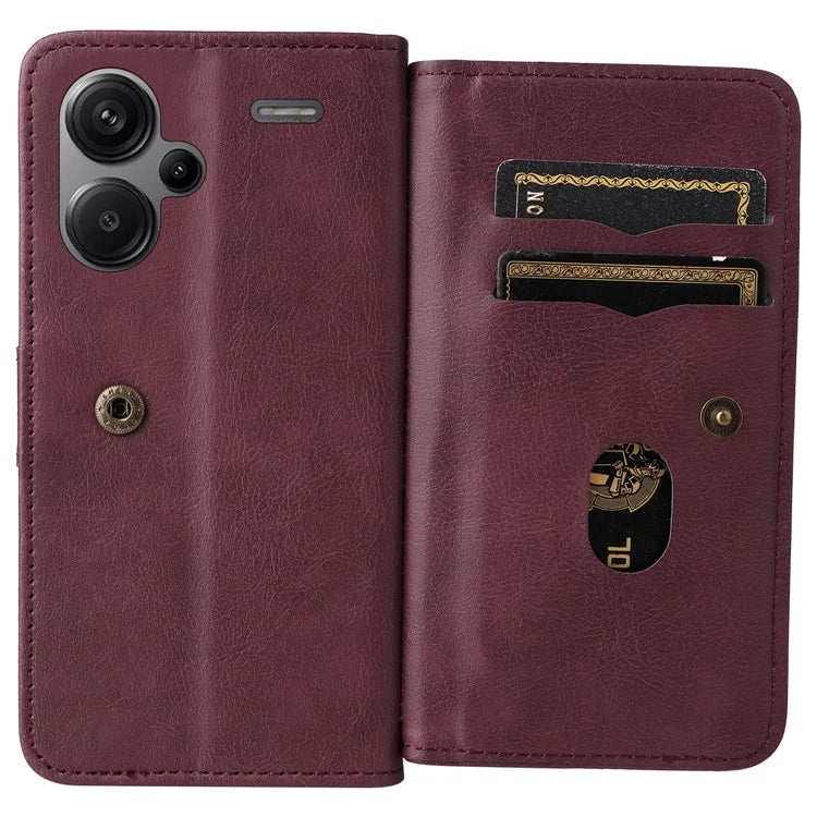 KT Multi-Functional Series-1 For Xiaomi Redmi Note 13 Pro+ 5G Case Wallet 10 Card Holder PU Leather Flip Phone Cover