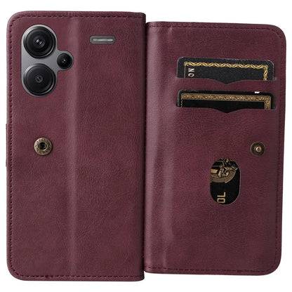 KT Multi-Functional Series-1 For Xiaomi Redmi Note 13 Pro+ 5G Case Wallet 10 Card Holder PU Leather Flip Phone Cover
